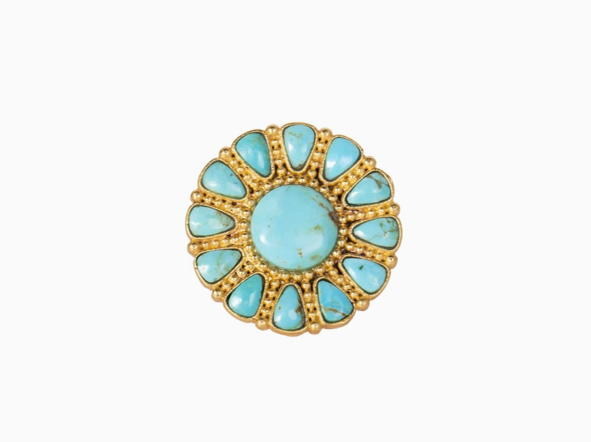 Arizona Kingman Turquoise ring 18K gold-plated hypoallergenic, nickel-free brass